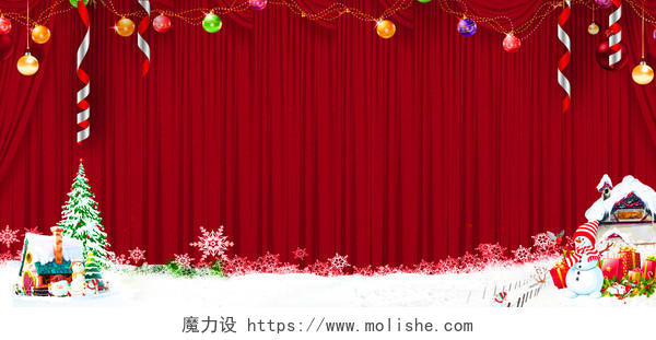 红色圣诞节banner背景素材
